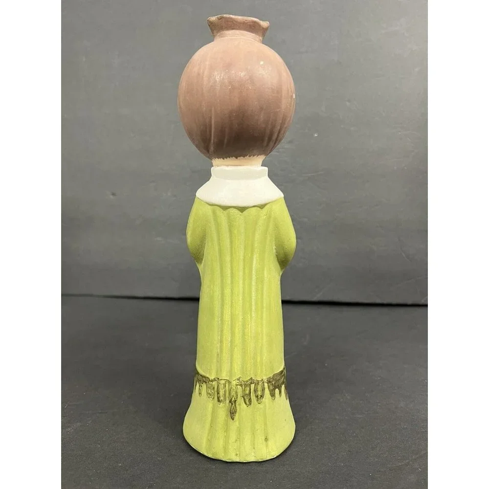 Vtg Christmas Caroler Candlestick Holder Ceramic Mold Handpainted 11.5 in‎